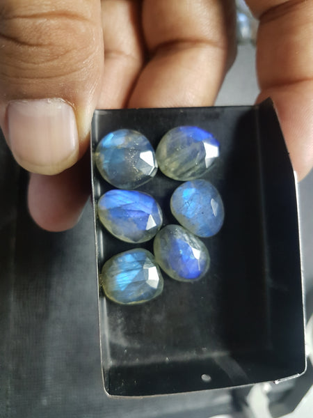 85.14 cts Blue Flashy Labradorite 20 pieces Rose Cut Faceted Slice Gems, Wholesale Parcel/Lot of Free Form Loose Gems,100 % Natural AAA