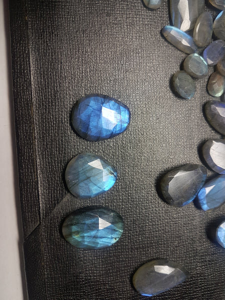 Tumble Oval Collection :  Blue Fire Labradorite, Rose Cut Cabochons > 100 % Natural Loose Gemstone > Wholesale Sample Order Lot/ Parcel