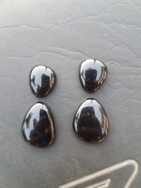 Tumble Oval Collection :  Black Onyx Rose Cut Cabochons > 100 % Natural Loose Gemstone > Wholesale Sample Order Lot/ Parcel
