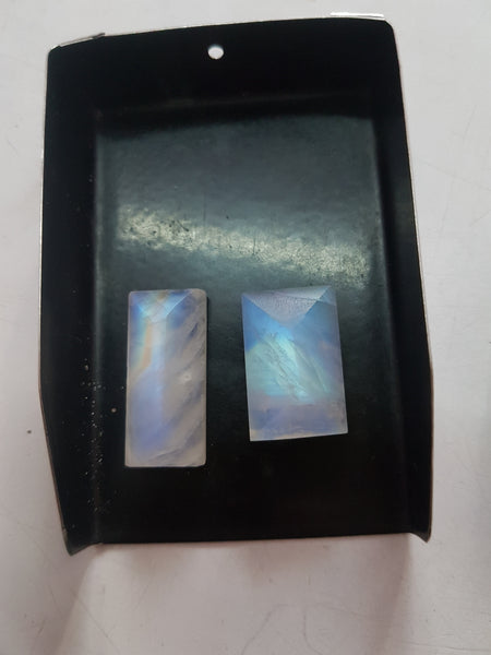 Masterpiece Collection : 14 x 9 mm Baguette Pre-Form faceted gem of Natural Multi Fire Rainbow Moonstone Gems > Ideal for Step Cut Faceting over Gems > Wholesale Parcel/Lot