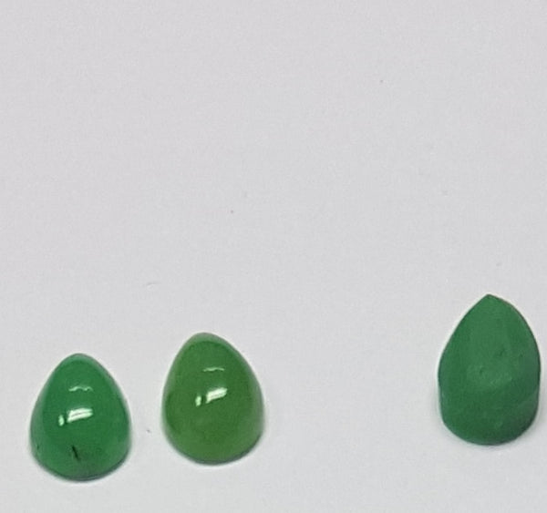 Masterpiece Collection : Premium Emerald Green 7 x 10 MM African Chrysophrase Pear Cabochon, Opaque Loose Gemstone Lot/Parcel AAA