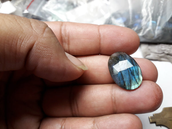 71.85 cts Large Sized Blue Flashy Labradorite 5 pieces Rose Cut Faceted Slice Gems, Wholesale Parcel/Lot of Free Form Loose Gems,100 % Natural AAA