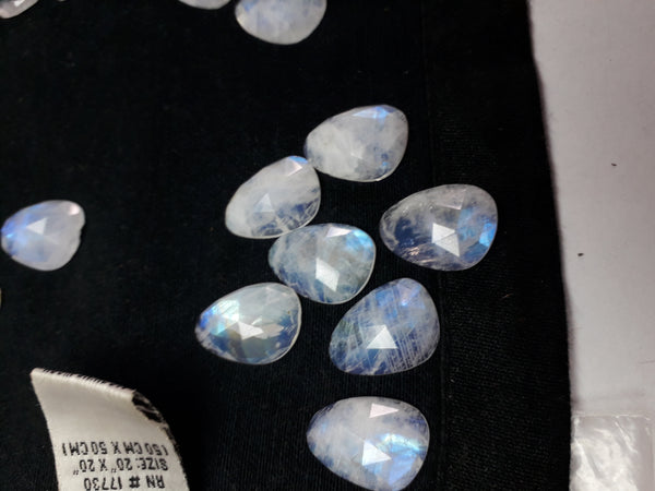 10 cts Blue Flashy White Rainbow Moonstone, Fancy Pear Shaped, Rose Cut Faceted Slice Gems, Wholesale Parcel/Lot of Free Form Loose Gems,100 % Natural AAA