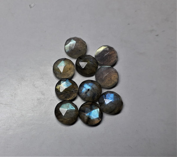 Masterpiece Collection : 8 mm Round Natural Rainbow Flashy Labradorite Rose Cut Round Faceted Cabochon Gems > Wholesale Parcel/Lot