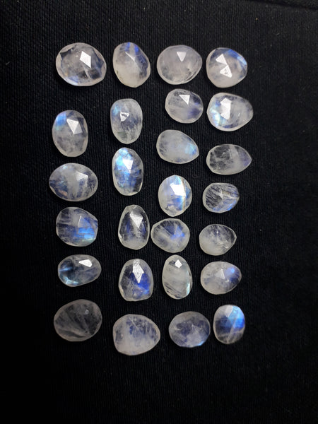66.80 cts Blue Rainbow Flashy White Moonstone Faceted Slice Gems, Wholesale Parcel/Lot of Free Form Loose Gems,100 % Natural AAA