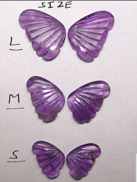 Custom Made - African Amethyst Fancy Butterfly Wings Shaped Hand Carved Gems, Sample Pieces Loose Gems,100 % Natural AAA