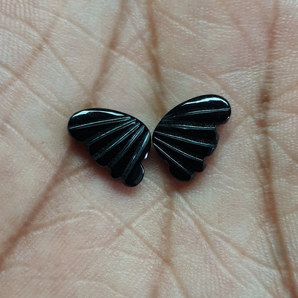 Black Onyx Opaque, Fancy Butterfly Wings Shaped Hand Carved Gems, Sample Pieces Loose Gems,100 % Natural AAA