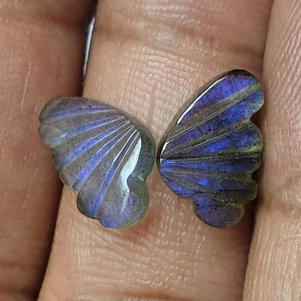 Custom Cut Blue Fire Labradorite (Semi-Translucent) Fancy Butterfly Wings Shaped Hand Carved Gems, Sample Pieces Loose Gems,100 % Natural AAA