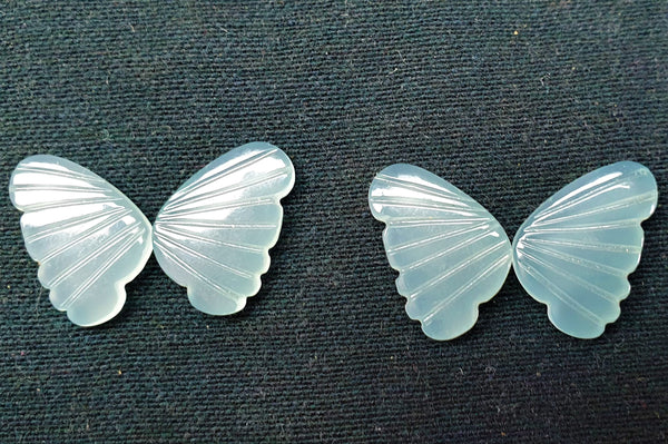 Milky Aqua Chalcedony Fancy Butterfly Wings Shaped Hand Carved Gems, Loose Gems,100 % Natural AAA