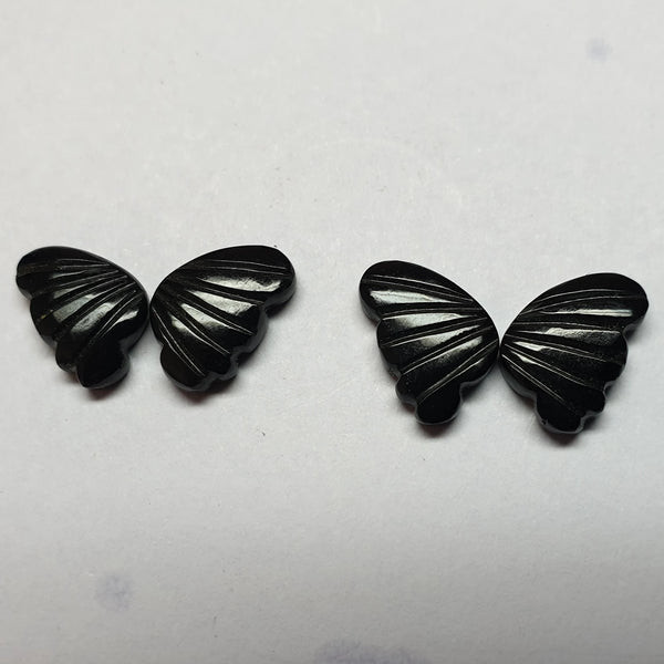Custom Made - Black Onyx Opaque, Fancy Butterfly Wings Shaped Hand Carved Gems, Sample Pieces Loose Gems,100 % Natural AAA