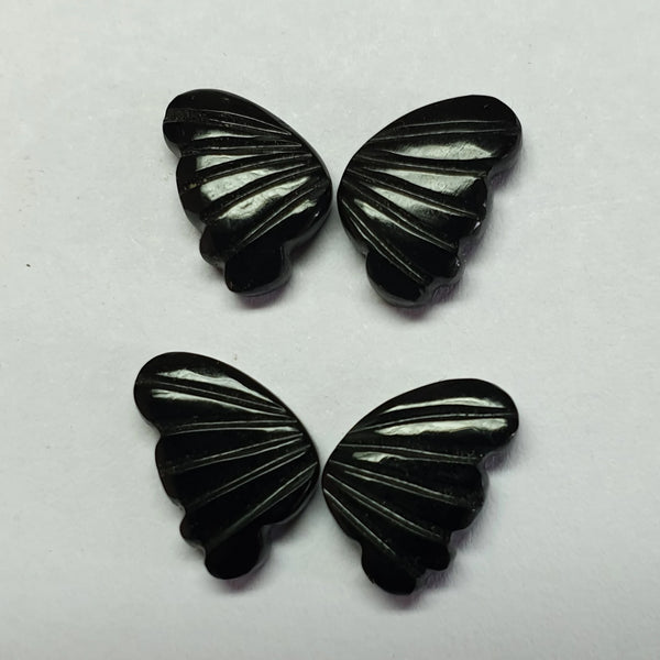Custom Made - Black Onyx Opaque, Fancy Butterfly Wings Shaped Hand Carved Gems, Sample Pieces Loose Gems,100 % Natural AAA
