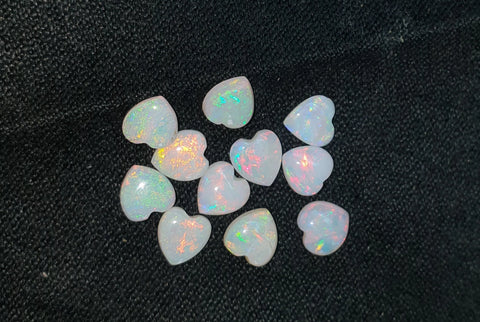 Rainbow Fire Milky Australian Opal 6 x 6 mm Heart Cut Cabochon Loose Gem, Masterpiece Calibrated 100 % Natural Gemstone AAA