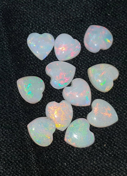 Rainbow Fire Milky Australian Opal 6 x 6 mm Heart Cut Cabochon Loose Gem, Masterpiece Calibrated 100 % Natural Gemstone AAA