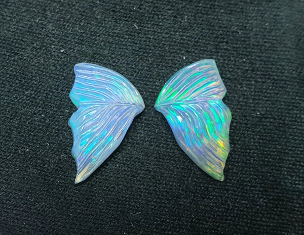 Multi Fire Rainbow Ethiopian Welo Opal Butterfly Wings/ Hand Carved /Jewelry/ Necklace/ Pendant/ Ring/ Loose Gem Wings/ AAA