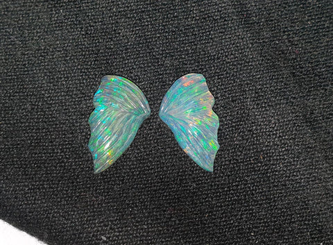 Multi Fire Rainbow Ethiopian Welo Opal Butterfly Wings/ Hand Carved /Jewelry/ Necklace/ Pendant/ Ring/ Loose Gem Wings/ AAA