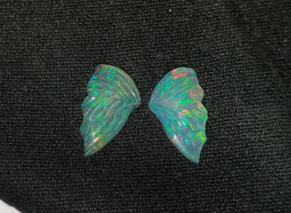 Multi Fire Rainbow Ethiopian Welo Opal Butterfly Wings/ Hand Carved /Jewelry/ Necklace/ Pendant/ Ring/ Loose Gem Wings/ AAA