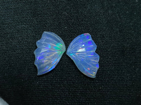 Multi Rainbow Fire Ethiopian Welo Opal Hand Carved Butterfly Wings/ Jewelry/ Necklace/ Pendant/ Ring/ Loose Gem Wings/ AAA