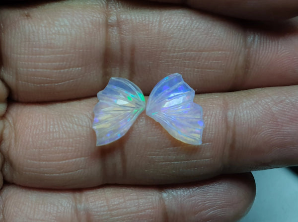Multi Rainbow Fire Ethiopian Welo Opal Hand Carved Butterfly Wings/ Jewelry/ Necklace/ Pendant/ Ring/ Loose Gem Wings/ AAA