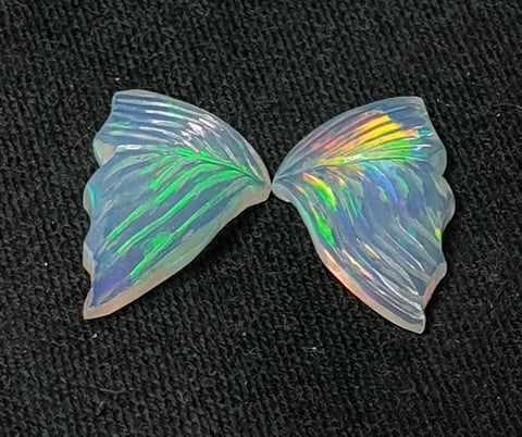 Multi Fire Rainbow Ethiopian Welo Opal Butterfly Wings/ Hand Carved /Jewelry/ Necklace/ Pendant/ Ring/ Loose Gem Wings/ AAA