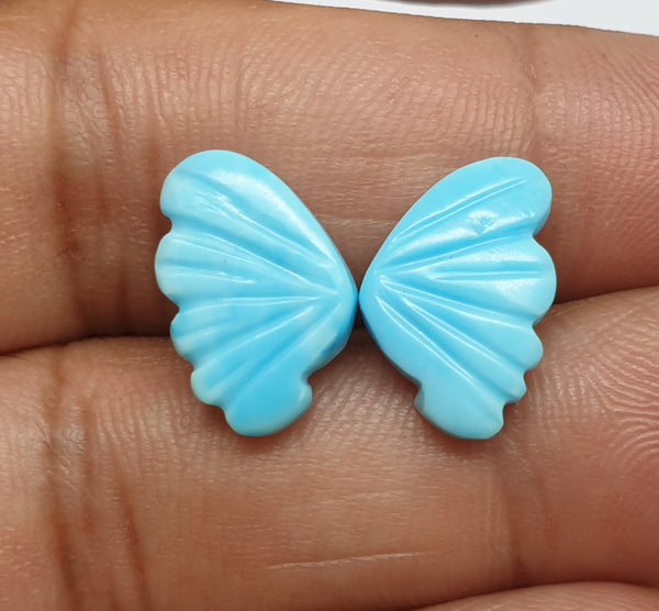Sleeping Beauty/ Turquoise with Matrix Lines/ Hand Carved Turquoise Butterfly Wings/ For Jewelry/ Pendant/ Ring/ Loose Gem Wings/ AAA/ Large