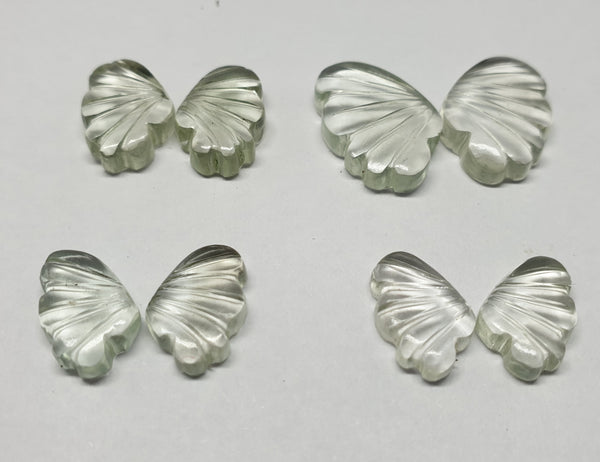 Green Amethyst Fancy Butterfly Wings Shaped Hand Carved Gems, Loose Gems,100 % Natural AAA