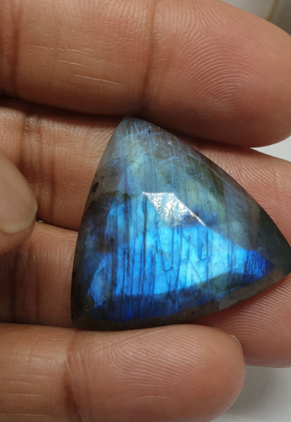 31 mm Large Blue Flashy Labradorite Rose Cut Trillion Cabochon, One of a Kind Loose Gems,100 % Natural AAA