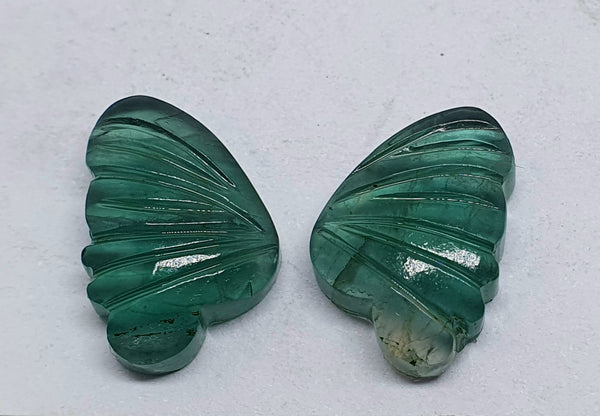 Emerald Fluorite Fancy Butterfly Wings Shaped Hand Carved Gems, Loose Gems,100 % Natural AAA