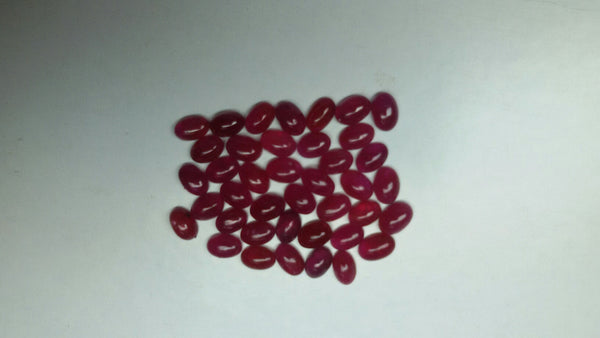 Masterpiece Collection: 6 X 4 mm African Red Ruby 100 % Natural Smooth Oval Cabochons (40 Pcs) Wholesale lot/parcel