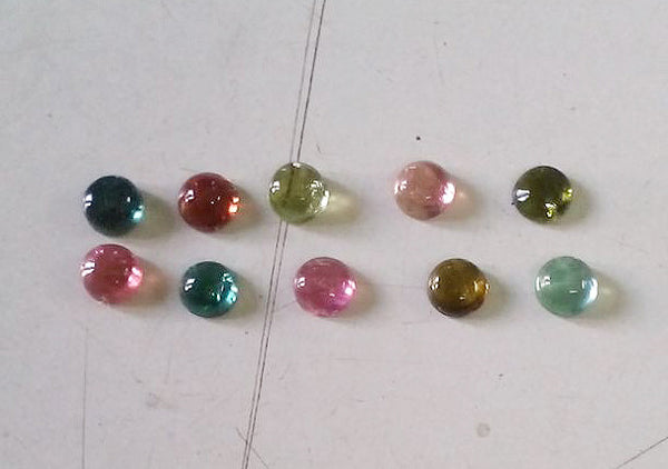 Amazing Hot Multi Tourmaline 4 mm Calibrated Round Smooth Cabochons from Brazil, 100 % Natural Loose Gemstone