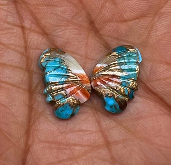 Multi Oyster Turquoise Fancy Butterfly Wings Shaped Hand Carved Gems, Loose Gems,100 % Natural AAA