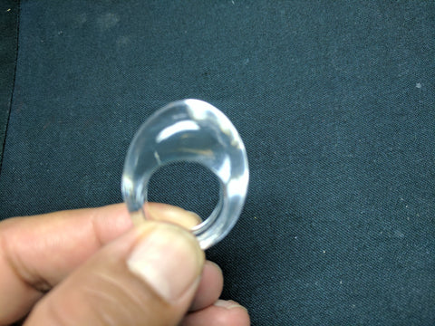 Unique Masterpiece 100 % Real & Natural Brazilian Crystal Quartz High Dome Plain Smooth Cabochon Finger Ring > Hand Carved