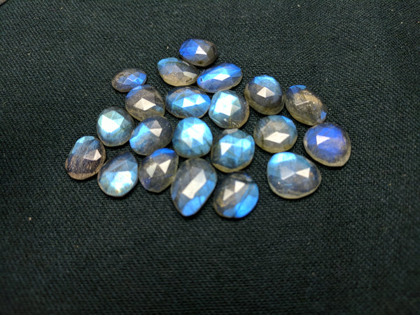 51.65 cts Blue Flashy Labradorite Rose Cut Faceted Slice Gems, Wholesale Parcel/Lot of Free Form Loose Gems,100 % Natural AAA