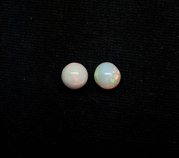 Masterpiece Ultra Rare Insane Multi Rainbow Fire Color Play Ethiopian Welo Opal : Pair : Smooth 7 MM Round Sphere Balls, (2 Pcs) AAA Wholesale Lot / Parcel