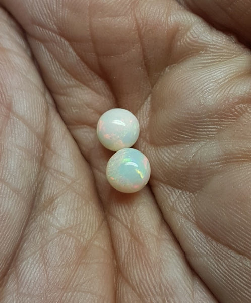 Masterpiece Ultra Rare Insane Multi Rainbow Fire Color Play Ethiopian Welo Opal : Pair : Smooth 7 MM Round Sphere Balls, (2 Pcs) AAA Wholesale Lot / Parcel
