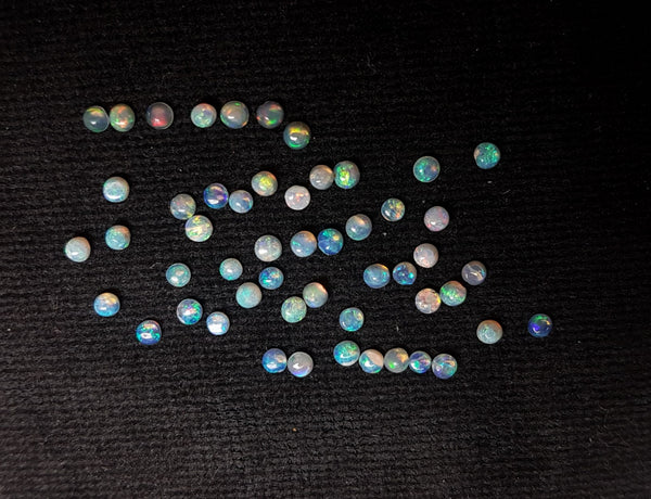 Calibrated Multi Rainbow Fire Color Play Milky & Transparent 2 MM Round Ethiopian Welo Opal Cabochon Loose AAA