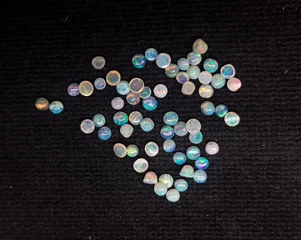 Calibrated Multi Rainbow Fire Color Play Milky & Transparent 2 MM Round Ethiopian Welo Opal Cabochon Loose AAA