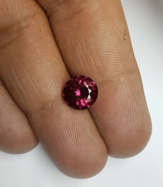 3.95 cts Natural Hot Burgandy Rubellite, Faceted Round Gem, Great color, Eye Clean Loose Gemstone AAA