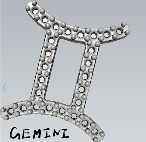 Custom Astro Charm : Gemini Sun Sign, with G/H VS Full Cut Diamond White Gold 14 K > Fine Jewelry