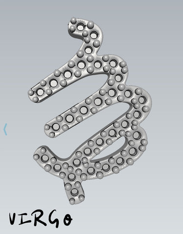 Custom Astro Charm : Virgo Sun Sign, with G/H VS Full Cut Diamond White Gold 14 K > Fine Jewelry