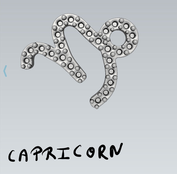 Custom Astro Charm : Capricorn Sun Sign, with G/H VS Full Cut Diamond White Gold 14 K > Fine Jewelry