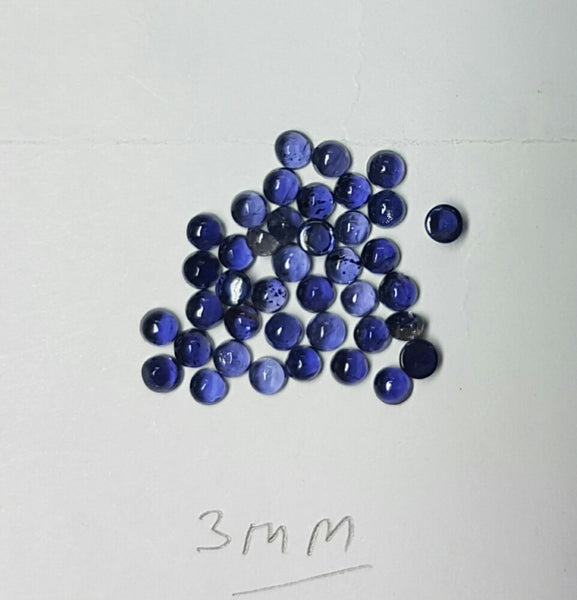 Amazing Hot Blue Shade of Masterpiece Calibrated 3 mm Round Smooth Cabochons of iolite, 100 % Natural Loose Gemstone