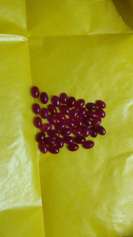 Masterpiece Collection: 6 X 4 mm African Red Ruby 100 % Natural Smooth Oval Cabochons (40 Pcs) Wholesale lot/parcel