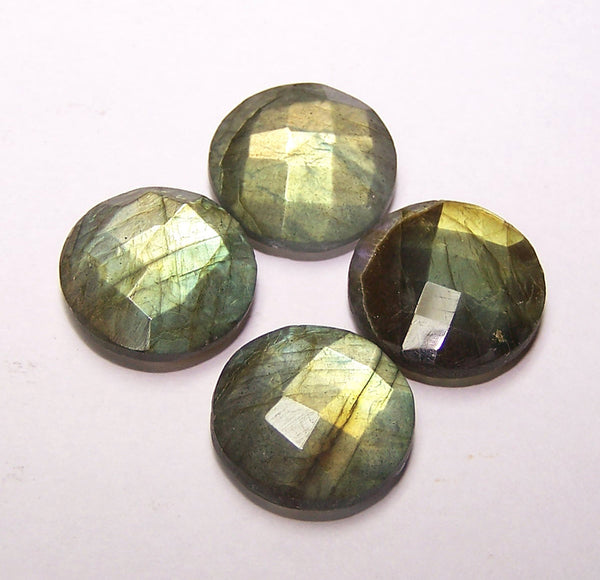 50 % New Year Discount Masterpiece Collection : 15 mm Round Checkered Board Cut Briolette Flashy Multi Rainbow Labradorite AAA Loose Gems