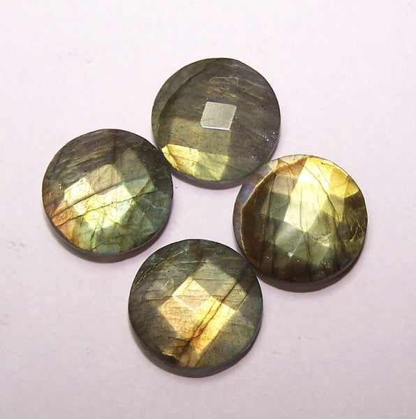 50 % New Year Discount Masterpiece Collection : 15 mm Round Checkered Board Cut Briolette Flashy Multi Rainbow Labradorite AAA Loose Gems