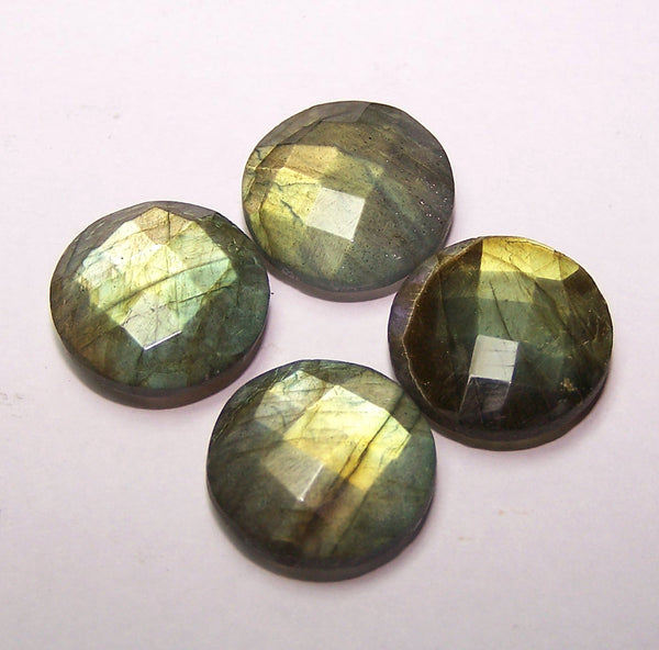 50 % New Year Discount Masterpiece Collection : 15 mm Round Checkered Board Cut Briolette Flashy Multi Rainbow Labradorite AAA Loose Gems