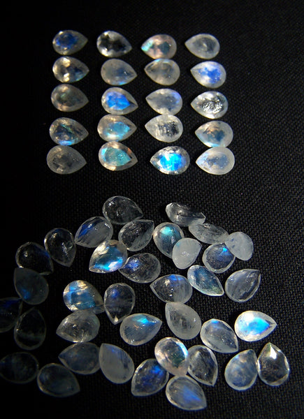 Masterpiece Collection : 5 X 7 MM Multi Fire White Rainbow Moonstone Faceted Pear Wholesale Parcel/lot Aaa Gems