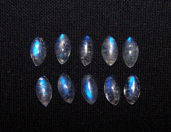 Masterpiece Collection : Transparent Blue Flashy Rainbow Moonstone/4 X 8 MM Marquees Cabochons/100 % Natural Loose AAA/Wholesale Lot