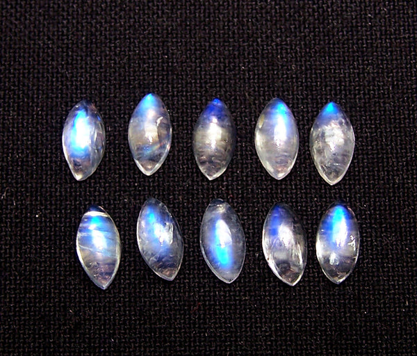 Masterpiece Collection : Transparent Blue Flashy Rainbow Moonstone/4 X 8 MM Marquees Cabochons/100 % Natural Loose AAA/Wholesale Lot