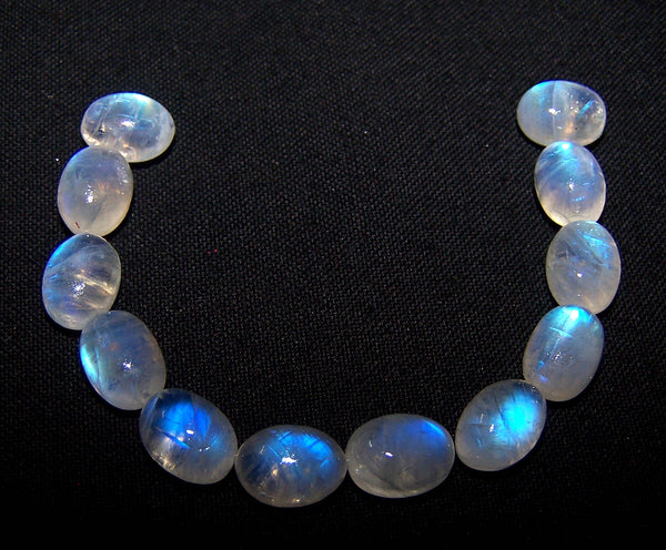 Masterpiece Blue Flashy Rainbow Moonstone/11 X 7 x 7-8 MM/Oval Tumble Nugget Beads/Undrilled/100 % Natural Loose AAA/Wholesale Lot