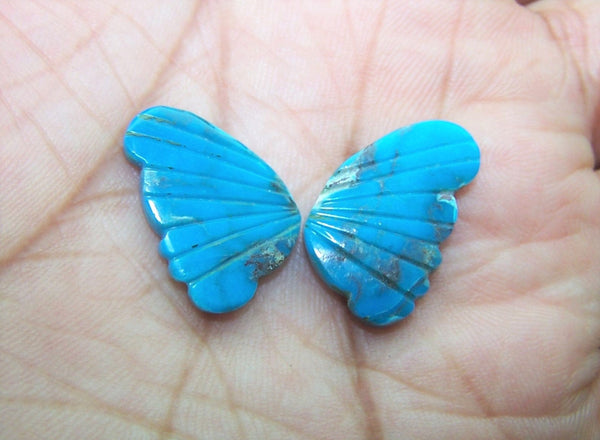 Sleeping Beauty/ Turquoise with Matrix Lines/ Hand Carved Turquoise Butterfly Wings/ For Jewelry/ Pendant/ Ring/ Loose Gem Wings/ AAA/ Large